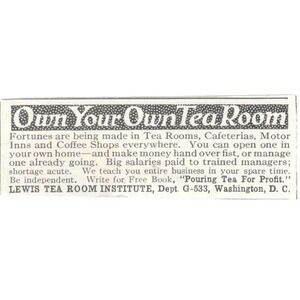 Own Your Own Tea Room Lewis Tea Room Institute Washington DC 1924 Ad AF7-SS4